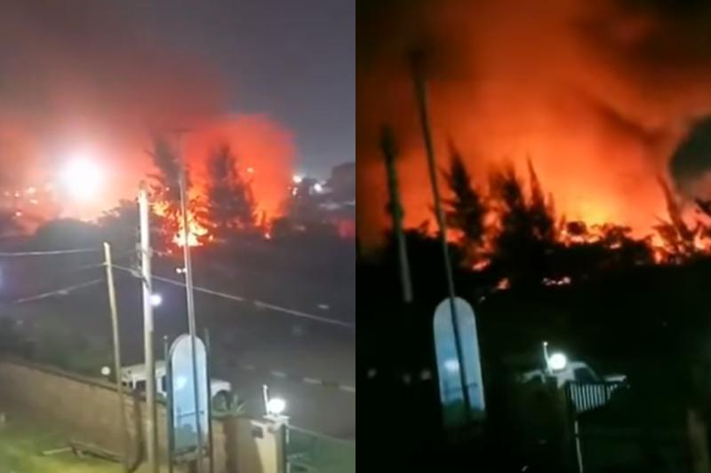 Photocollage of a fire incident in Huruma, Nairobi County.